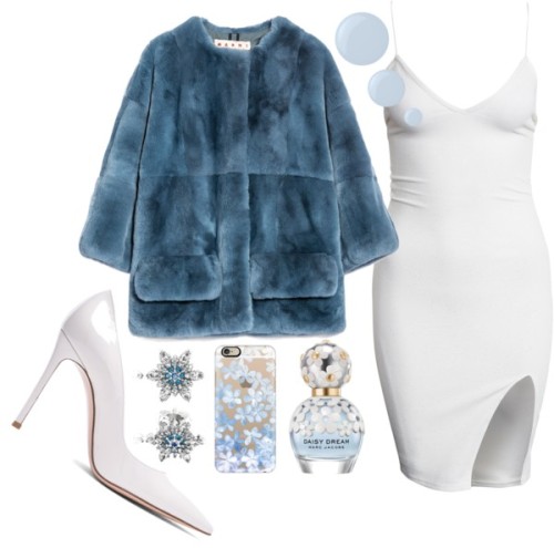 Marni jacket by srpcicnadia featuring blue earrings ❤ liked on PolyvoreSparkly dress, $49 / Marni ou