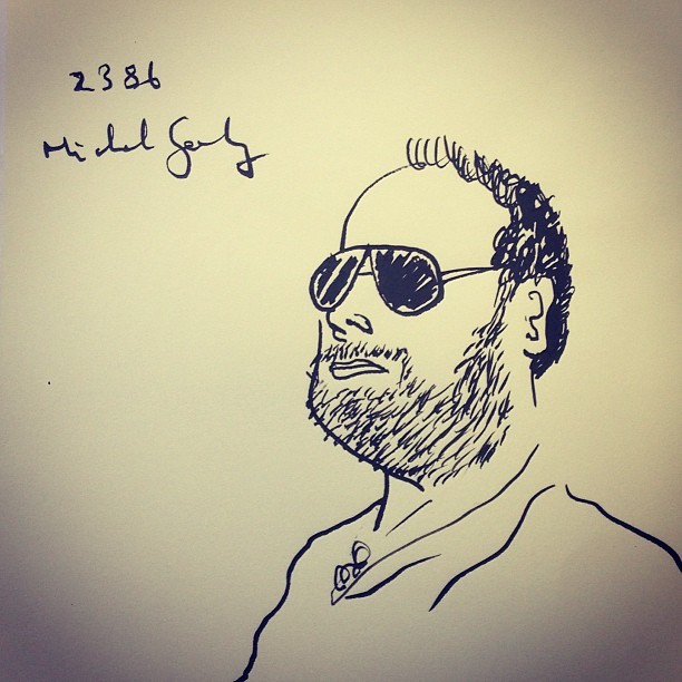 My portrait as drawn by Michel Gondry. He captured most of my flaws with a single line!