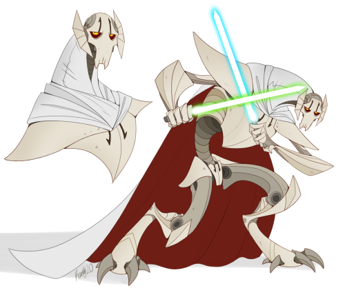 hornedfreak:Lmao here’s a whole bunch more of Grievous doodles ( and a bit of Obi-Wan) in random sty