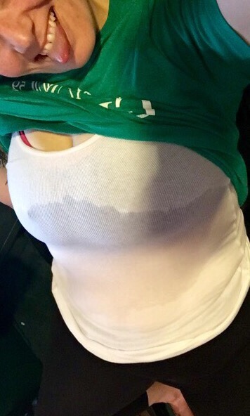 jigglybeanphalange:  Had a good power walk and worked up a big sweat. Soaked through my tank top and shirt. Lifted my shirt to show you my wetness then lifted my bra to tease you with my nipples!