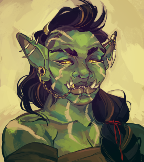 ybeedraws:@shannator commissioned me for a orc where I got to go ham with accessories and scars and 