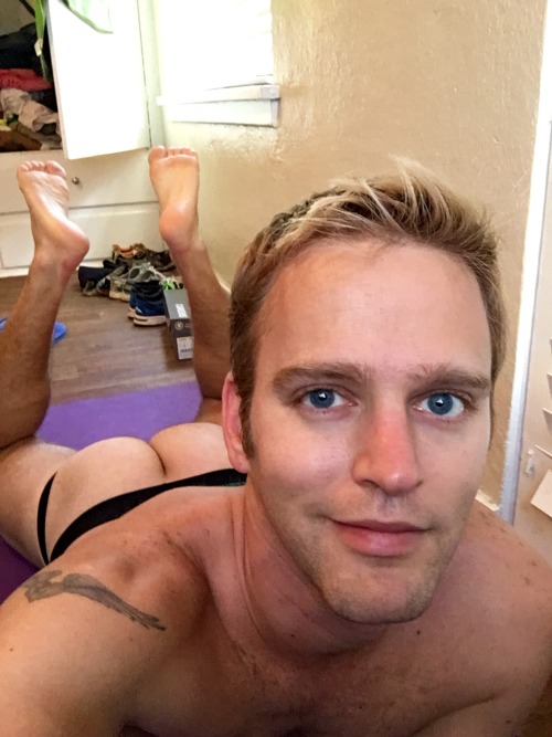 elijahnavy:  Just me doing yoga in one of my favorite jockstraps.