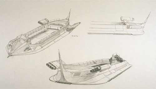 talesfromweirdland:Ralph McQuarrie’s designs for Jabba’s sail barge.I remember the scene