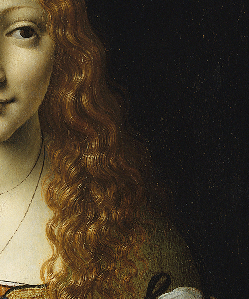 paintingses:   Girl With Cherries (detail); attributed to Giovanni Ambrogio de Predis