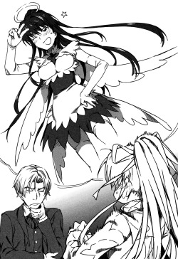 hollowdaniel:  Kanzaki in a “Fallen Angel Ero Maid” cosplay. Itsuwa in a “Great Spirit Revealing Maid” cosplay.