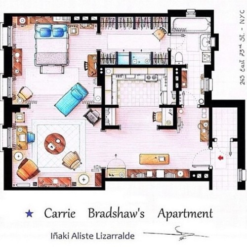 jennamoss - Amaze. #sexandthecity #carriescloset #floorplan #nyc...