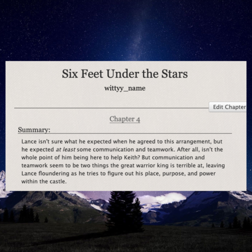 Six Feet Under the Stars - Chapter Four on Ao3✨Klance ✨King Keith / Royal Mistress Lance ✨Medieval F