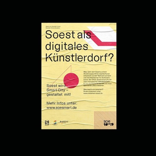 Poster design for soesmart, smart city Soest, incorporating the different colours that stand for spe