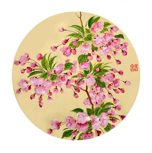 Traditional Chinese paintings by Oldtreepainting (老树画画). Fancy flowers!