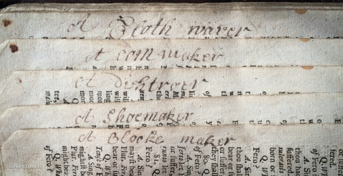 Margins occupied by occupations (1702).A reader has marked up this copy of Charles Hoole’