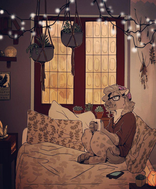 cozy.wanted to practice backgrounds and do some comforting personal art so here we are