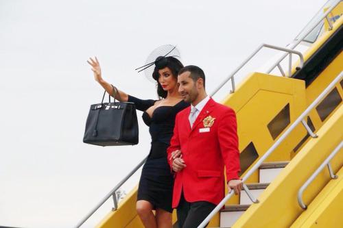 Yasmine Petty Arriving in ‪#‎Vienna‬ for the Life Ball on Austrian Airlines Private Chartered Plane.