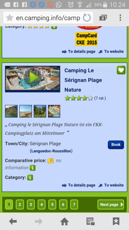 How to find naturist campsite! 1. Go page and choose language 2. Choose determine citeria or map 3. 