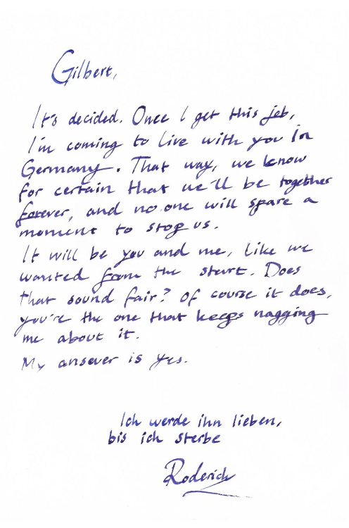 vandetta-cosplay:The letters from Roderich to Gilbert in the beginning of our new CMV, Whiskey Lulla