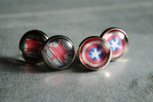 NEW!Captain America &amp; Winter Soldier pieces:Earrings: $10.00Necklace: $12.00Earrings are ava