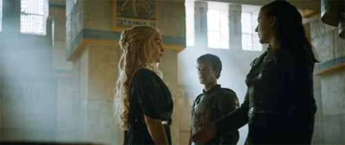 ice-fire-and-thrones:  Daenerys Targaryen and Asha/Yara Greyjoy in Meereen (S6E9