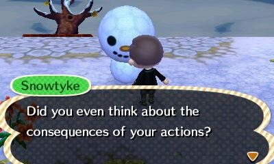 shadowkeese: I give you, the cynical snowman from Animal crossing   Happy Holidays