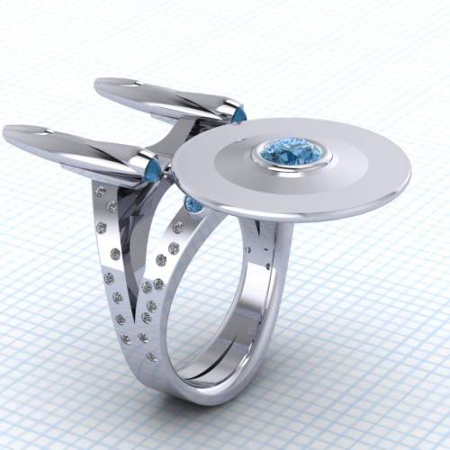 hermajestyqueenofrandom:What a beautiful, custom-made ring. This is the USS Enterprise, as a ring.&n