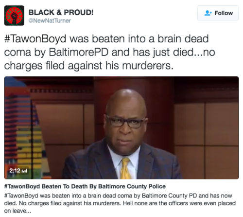 the-movemnt: Tawon Boyd, 21, dies after fight with Baltimore police. A 21-year old father died on We