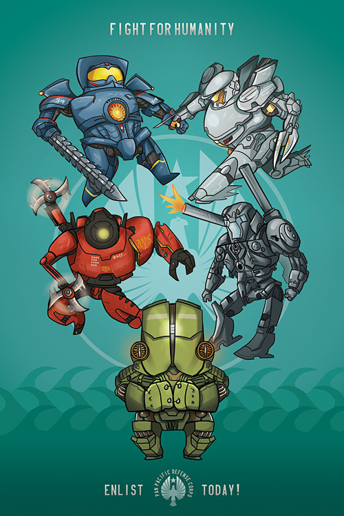 jubopy:  Fight! Fight! Fight! Pacific Rim Print for Otakuthon/Fanexpo 2013 