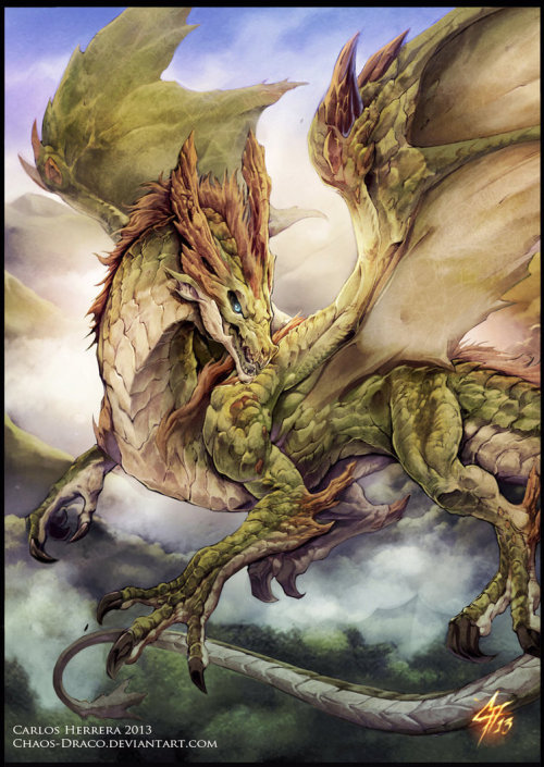 dailydragons:  Moss Dragon by Carlos Herrera (DeviantArt)