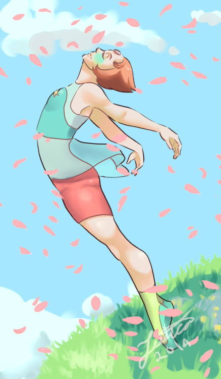 jessie10214:  Something I drew today, Pearl from Steven Universe, cuz she’s cute and you know ballerina-ish!  (I looked at a reference picture but I don’t have the link :( ) 