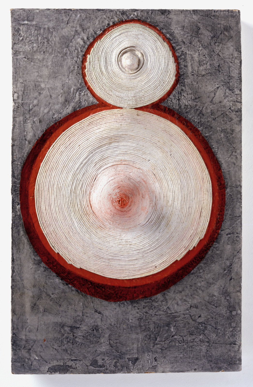 Ringaround Arosie, 1965. Eva Hesse, mixed media on paper-mache.
In a letter written to her close friend Sol LeWitt, Hesse described this work as looking like a “breast and a penis.” She constructed these protruding forms with cloth–covered electrical...