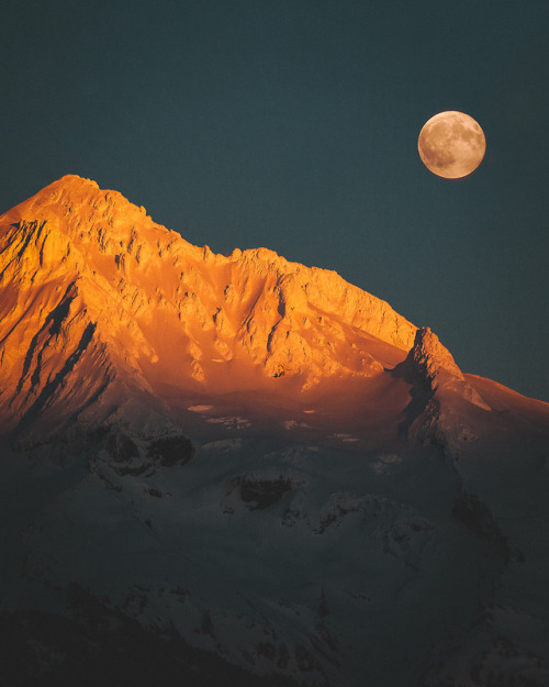 nicholaspeterwilson: Full Moon over Mount Hood. by Nicholas Peter Wilson