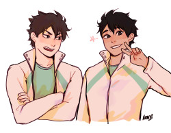 noranb-artstuffs:  Can’t say I’m happy with this design but iwaoi lovechildren twins 