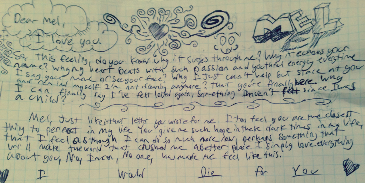 tides:  A note from my boyfriend:  I love you. So this feeling, do you know why it