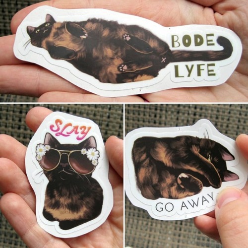 #bigmood cat stickers are available as singles or as a sheet on bowenarrowart.etsy.com 10% off your 