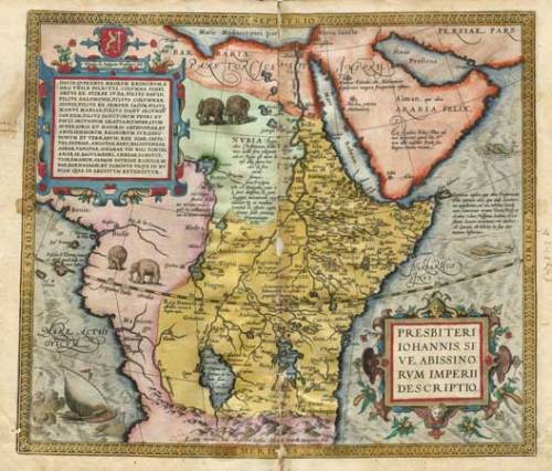 A 1564 map of the kingdom of the mythical Prester John. Medieval and Renaissance Christians, baffled