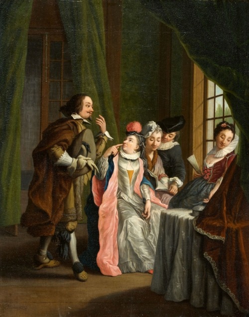 Interior Scene with Elegant Company as Allegories of the Senses, Jan Josef Horemans the Elder (1682-