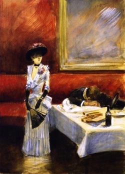 fleurdulys:  At a Restaurant - Jean-Louis Forain 1885 