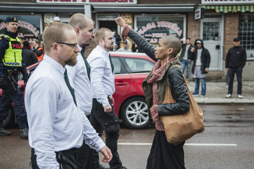 © David Lagerlof, May 1, 2016, Tess Asplund protesting against a Neonazi demo in Borlänge, Sweden“Re