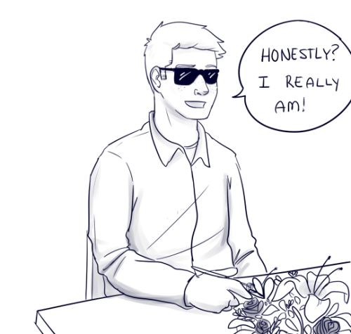my-wayward-son-carry-on:  So this was from Futurama…(Leela had to wear an eye patch, and she was eating the flowers at her table thinking it was her salad…man do i love that show.)–blind!dean AU