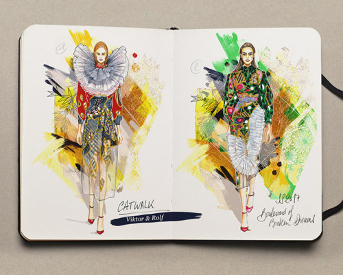 Couture sketches based on the Viktor &amp; Rolf collections :1. Surreal Satin - Spring Summer 20
