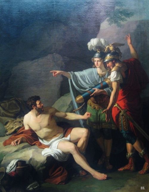 hadrian6:Odysseus and Neoptolemus to Philoctetes removing the arrows of Hercules. 18th.century. Jean