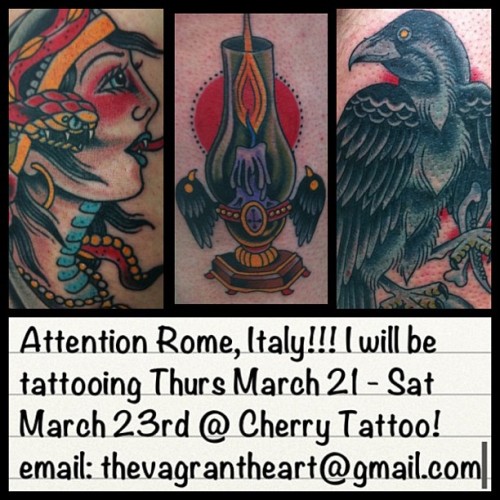 gogoblackwater:  Attn ROMA! Me and @ariot666 will be there next weekend @sameztattoo ‘s! Come get ta