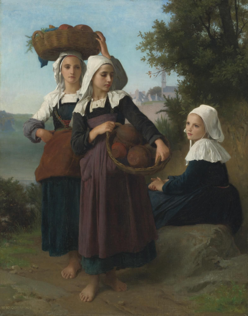  William Adolphe Bouguereau (French, 1825 - 1905) Jeunes Filles De Fouesnant Revenant Du Marche, 186