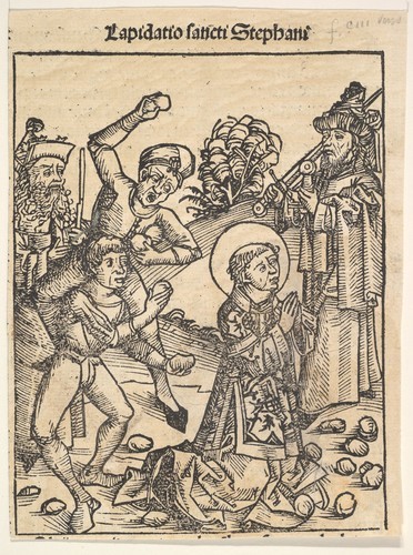 met-drawings-prints:The Martyrdom of St. Stephen, from The Nuremburg Chronicle, folio 103 by Anonymo