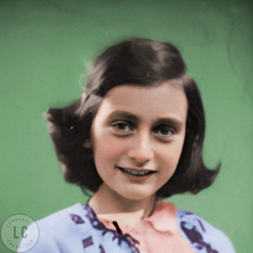Anne Frank.Photographed by Anne Frank (photobooth), 1939.Colored by Lombardie Colorings.____________