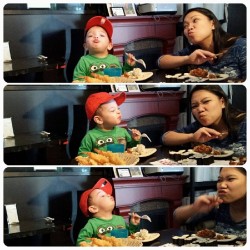 #berlinbenjamin making silly faces with #tita at dinner times