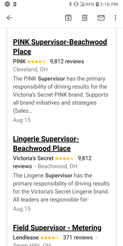 When indeed.com sends you the perfect job listing.  Pink supervisor.   Apply now!  