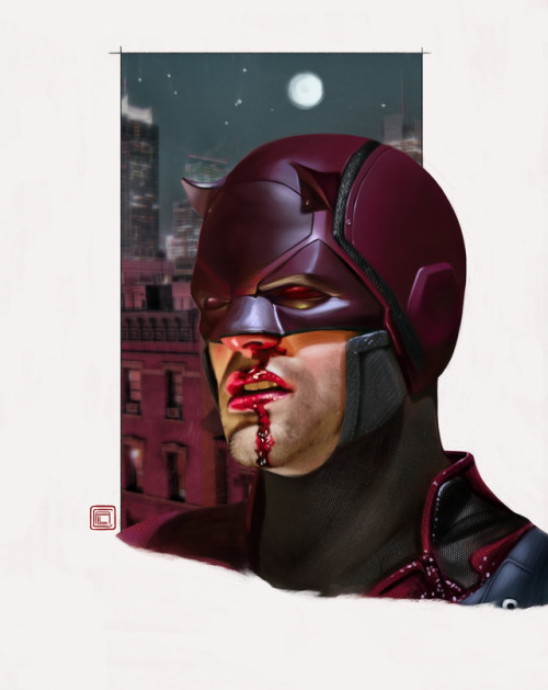 claudia-letonja:Daredevil, a little companion piece I did for the Punisher portrait. I think I’ll pa