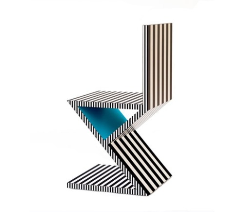 Kelly Behun, Chair, Bench &amp; Side Pair from Neo Laminati Collection, 2014. Memphis inspired. Via 