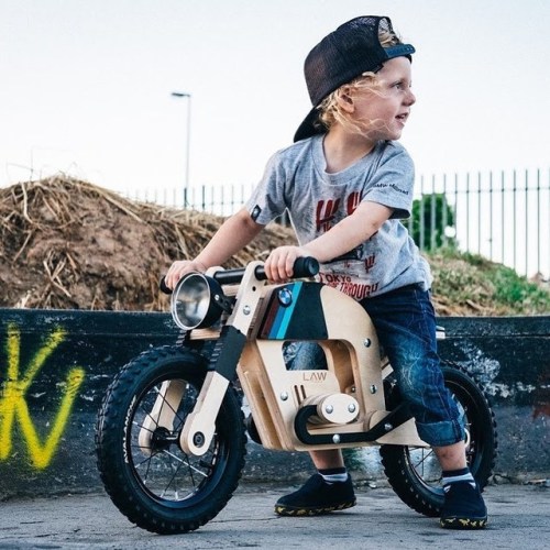 caferacersofinstagram:Start ‘em young. @lawlessbikes makes some sweet little wooden café