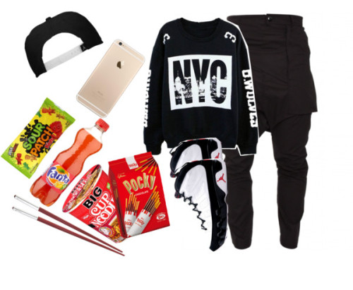 kawaii by ronniebanks-anon featuring red silverwareThick hoody / Black trousers / Retro sneaker / Jo