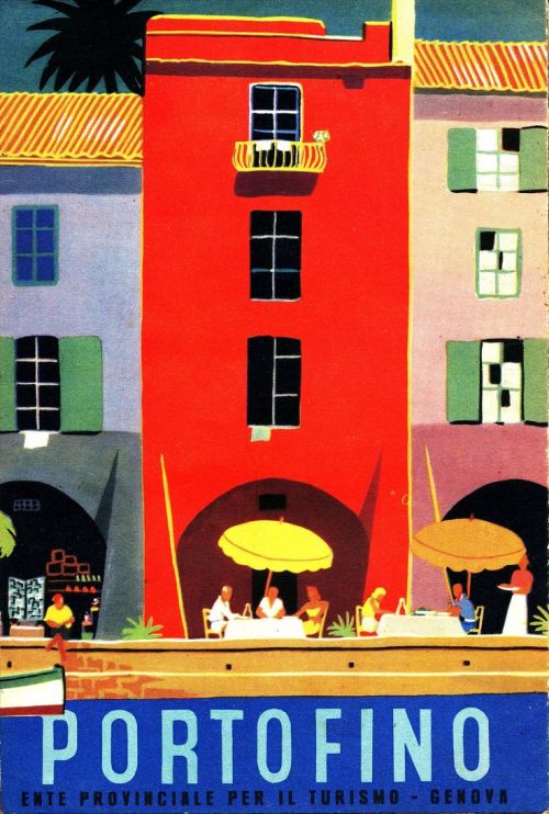 Promotional brochure of Portofino, 1941. Unknown artist. Via regione.liguria