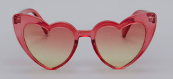 coquettefashion:Red, Blue Or Purple Transparent Heart Sunglasses